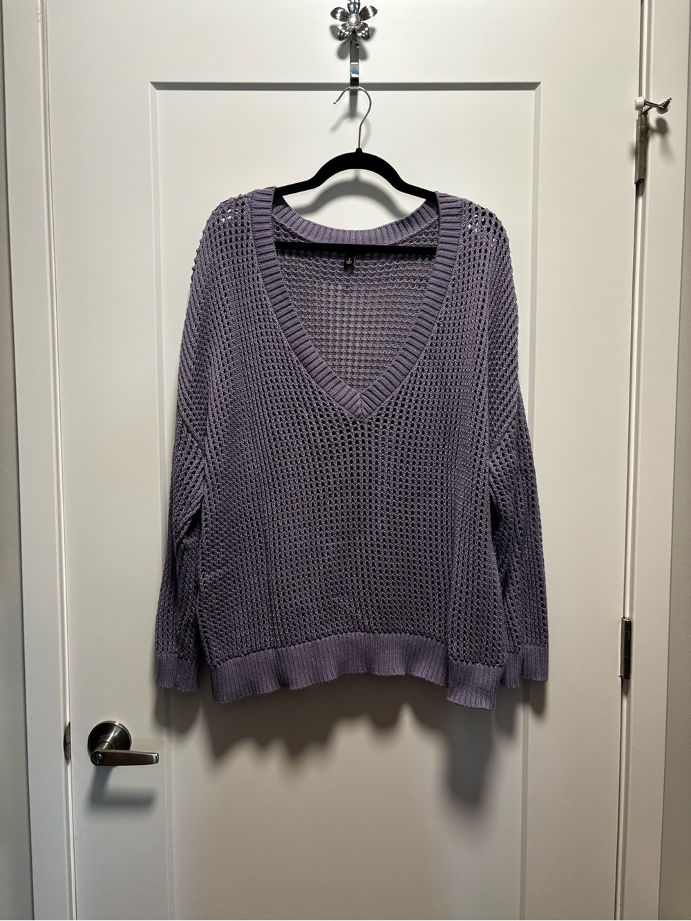 torrid Lavender Open-Knit V-Neck Sweater